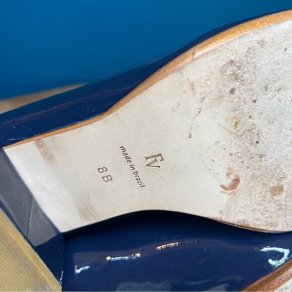 Frances Valentine Twiggy Loafer Navy Patent Leather Square Toe Women’s Size 8 - Picture 11 of 12